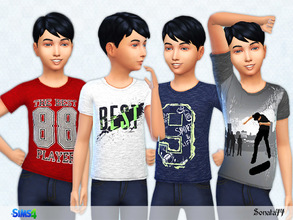 Sims 4 — S77 boy 19 by Sonata77 — T-Shirt collection for boys with nice print. New item. 4 colors.