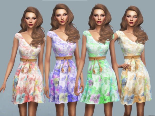 Sims 4 — KM Floral Summer Dress by KittyMeow2 — !! YOU NEED CITY LIVING FOR THIS DRESS TO WORK !! A floral summer dress