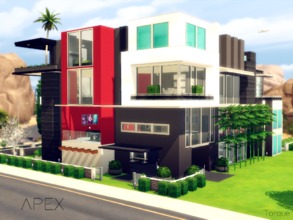 Sims 4 — APEX by Torque3 — APEX is an ultra modern, towering building with four floors, it is modern/contemporary