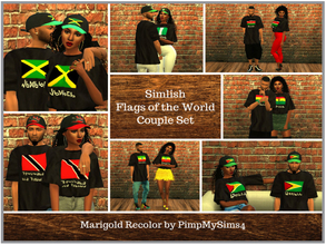 Sims 4 — Simlish Flags Of The World Couple Set  - meshes needed by PimpMySims4 — Comes in 11 swatches (USA, Canada,