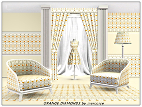 Sims 3 — Orange Diamonds_marcorse by marcorse — Geometric pattern: simple geometric design in orange and cream