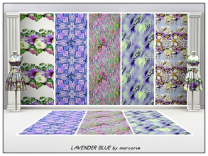 Sims 3 — Lavender Blue_marcorse by marcorse — Five Fabric patterns in shades of lavender blue. [if you don't want the