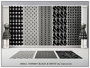Sims 3 — Small Format Black & White_marcorse by marcorse — Five small format black and white Fabric patterns. [if you