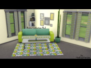 Sims 4 — Flower Child Retro Living Room Set by MadRadMandee — I love the 70's Flower Child style so I had to start a