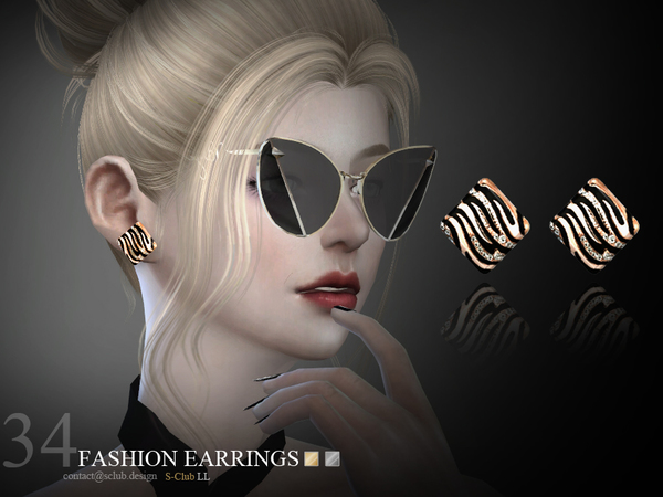 Sims 4 — S-Club LL ts4 earring N34 by S-Club — New fashion earring for female, 3 colors, hope you like, thank you.