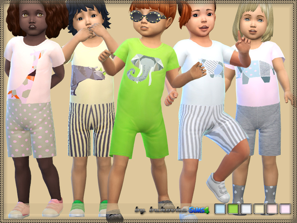 Sims 4 — Overalls Baby Safari by bukovka — Overalls for todlers of both sexes. It is installed autonomously, a new mesh