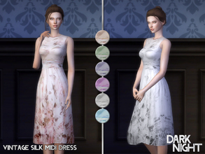 Sims 4 — Vintage Silk Midi Dress by DarkNighTt — Vintage Silk Midi Dress Have 6 colors. Game Mesh. Game/Print (Mixed)
