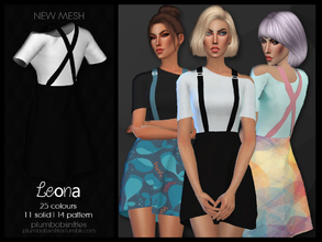 Sims 4 — PnF | Leona by Plumbobs_n_Fries — New Mesh Full Outfit Female | Teen to Elder 25 Colours | 11 Solid / 14