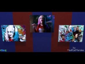 Sims 4 — Harley Quinn Suicide Squad Wall Art by MadRadMandee — Has 4 pictures. Base game compatible. Sims4Studio and Gimp