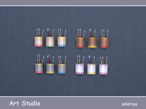 Sims 4 — Art Studio Wall Deco Brushes by soloriya — Decorative wall brushes. Part of Art Studio set. 4 color variations.