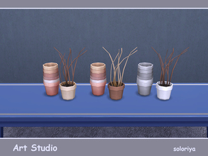 Sims 4 — Art Studio Pots with a Plant by soloriya — Many decorative pots and a plant. Part of Art Studio set. 3 color