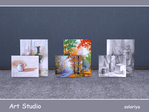 Sims 4 — Art Studio Floor Paintings by soloriya — Two floor paintings. Part of Art Studio set. 3 color variations.