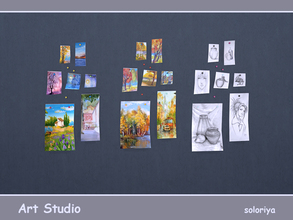 Sims 4 — Art Studio Wall Paintings by soloriya — Seven wall paintings in one mesh. Part of Art Studio set. 3 color