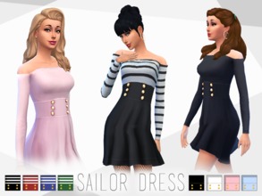 Sims 4 — Sailor Dress - City Living needed by MrCaliban — A sailor dress available in 8 colors that fit for every