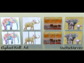 Sims 4 — Elephant Canvas Wall Art by MadRadMandee — 4 different pictures, single and tri panel. Please do not re upload