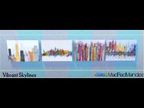 Sims 4 — Vibrant Skylines Wall Art by MadRadMandee — 4 vibrant pics in 4 swatches S4S and Gimp were used. 