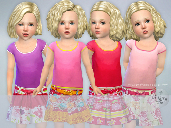 Sims 4 — T-Shirt Toddler Girl P05 by lillka — T-Shirt for Toddler Girl New item / 4 styles I hope you like it :) Hair by