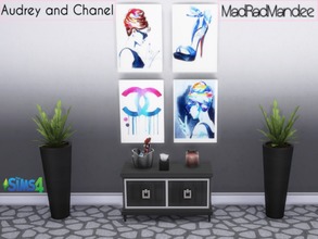 Sims 4 — Audrey and Chanel Canvas Art by MadRadMandee — Comes with 4 pictures, that go beautifully together. For the