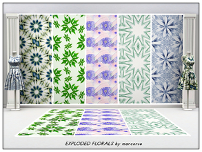 Sims 3 — Exploded Florals_msrcorse by marcorse — Five floral designs found in Abstract [Exploded Floral, Green Trident,