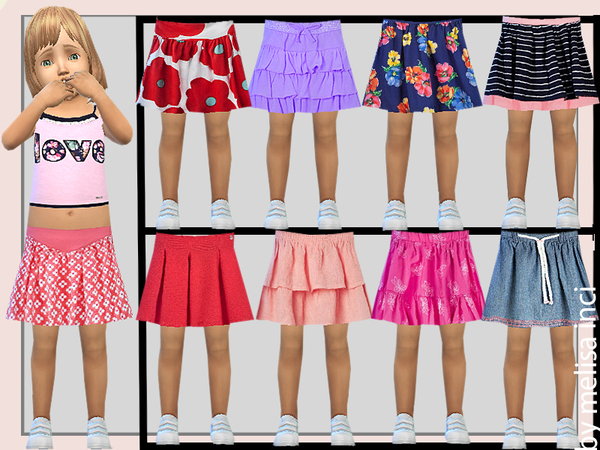 Sims 4 — Toddler Various Skirts by melisa_inci — 30 different colors 9 designs in 1 file