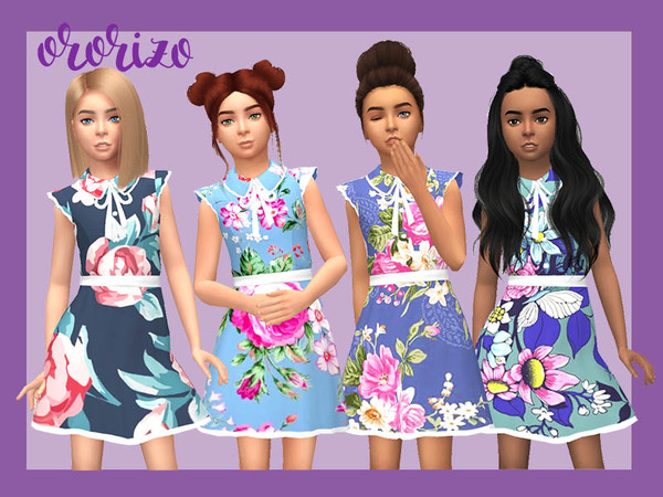 Sims 4 — Flower Dress Child - Romantic Garden needed by Ororizo — - Child dress with flower pattern in 4 diffrent