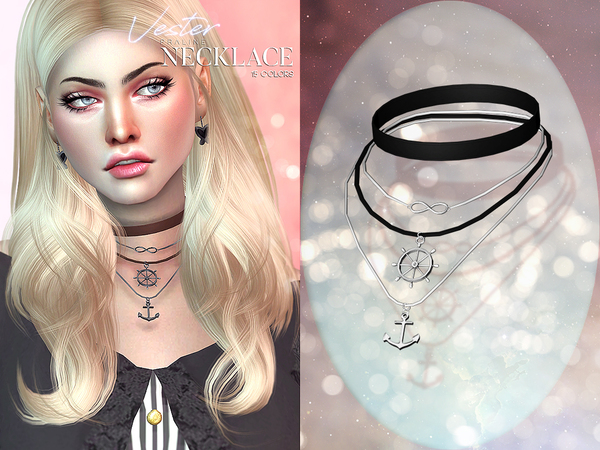 Sims 4 — Vester Necklace by Pralinesims — Necklace in 15 colors.