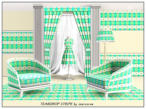 Sims 3 — Teardrop Stripe_marcorse by marcorse — Abstract pattern: sea green elongated teardrops on a wavy stripe of apple