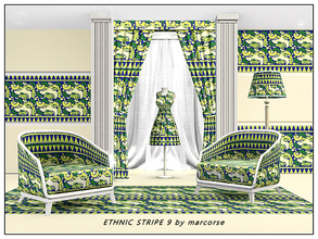 Sims 3 — Ethnic Stripe 9_marcprse by marcorse — Abstract pattern: ethnic abstract stripe in deep blue, green and shades