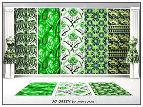 Sims 3 — So Green_marcorse by marcorse — Five collected patterns in bold shades of green. All are found in Fabrics,