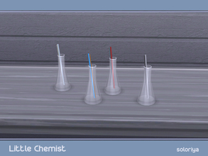 Sims 4 — Little Chemist Beaker version B by soloriya — Glass beaker with two straws. Part of Little Chemist set. 4 color