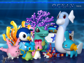 Sims 4 — Ocean Toys by NynaeveDesign — Cute and colorful toys! Sea-dwelling decor creatures, toys, nesting blocks and a