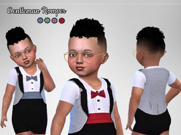 Sims 4 — Gentleman Romper by Puresim — A cute and chic outfit for toddler boy. - 4 colors -Underwear category