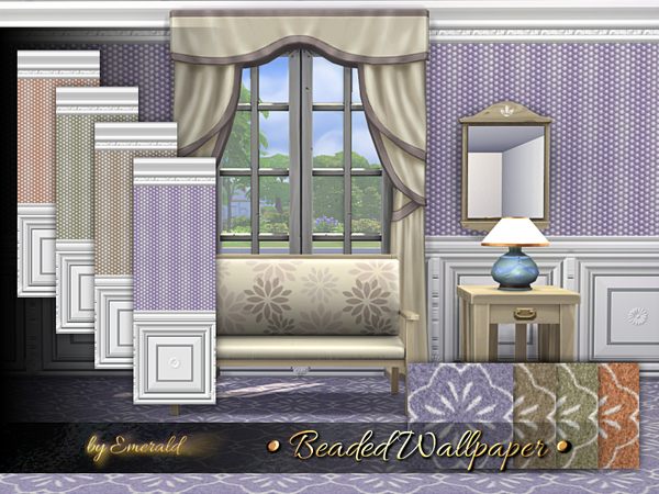 Sims 4 — Beaded Wallpaper by Emerald — High quality and innovative design; beaded wallpaper is a timeless wall covering