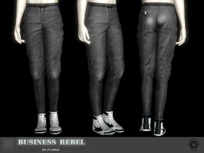 Sims 3 — Business rebel pants by Shushilda2 — Wide pants with a narrow leather strap - New mesh (EA edited) - 1
