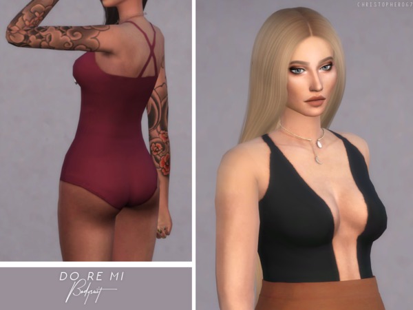 Sims 4 — Do Re Mi Bodysuit || Christopher067 by christopher0672 — This is a cute open faced bodysuit with crossed back