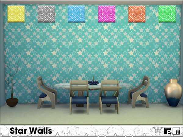 Sims 4 — Star Walls by Pinkfizzzzz — Funky Star walls for the funky sim! Perfect for a feature wall! In 6 colours. Be