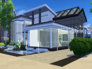 Sims 4 — Nova Sindra by Suzz86 — Modern Home featuring kitchen,dining area with fireplace,and livingroom. 2 bedroom, 1