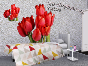Sims 4 — MB-HappyWall_Tulips by matomibotaki — MB-HappyWall_Tulips, decorative and lovely looking floral wall tatoo with