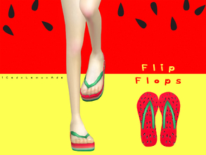 Sims 4 — Watermelon High Flip Flops - Mesh needed by iCedxLemonAde — ONE swatch only Recolor from @just-the-sims * MESH