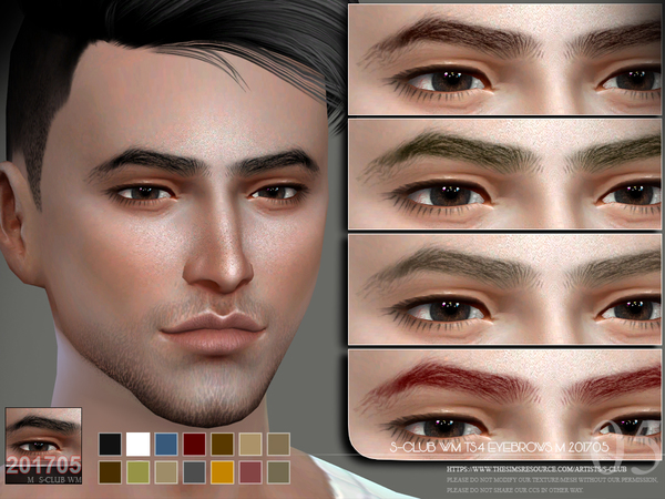 Sims 4 — S-Club WM ts4 Eyebrows M 201705 by S-Club — Eyebrows for men, 15 colors, thanks!!