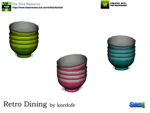 Sims 4 — kardofe_Retro Dining_Bowls by kardofe — Set of 4 bowls in cheerful colors, three color options 