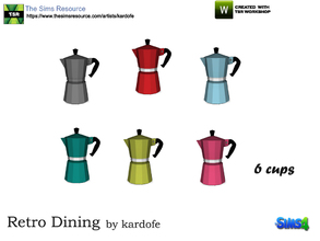 Sims 4 — kardofe_Retro Dining_Coffee pot 2 by kardofe — Six-cup Italian coffee maker in six intense color options 