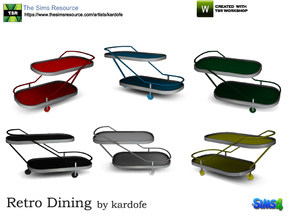 Sims 4 — kardofe_Retro Dining_Waitress cart by kardofe — Auxiliary trolley for the dining room in six color options 