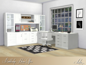Sims 4 — Baldridge Home Office  by Lulu265 — A modular type office , the desk, desk extension, table, and the shelving