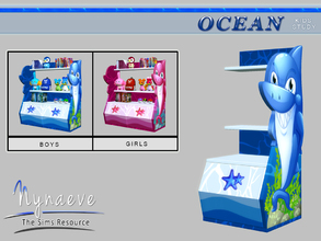 Sims 4 — Ocean Kids Bookcase Right by NynaeveDesign — Ocean Kids Study - Bookcase Right Located in: Kids - Furniture