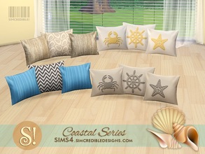 Sims 4 — Coastal cushions by SIMcredible! — by SIMcredibledesigns.com available at TSR 4 colors variations