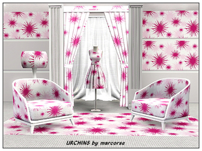 Sims 3 — Urchins_marcorse by marcorse — Fabric pattern: sea urchin shapes in deep cerise on white