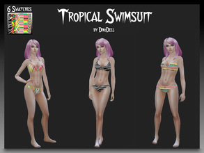 Sims 4 — Tropical Swimsuit by DinoDell — - Swimsuit in tropical style for females. - 6 swatches.