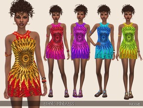 Sims 4 — Ethnic Minidress by Paogae — Mini dress with ethinc pattern, five colors, glossy effect, perfect for your summer