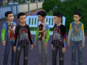 Sims 4 — Boys Tee LongShort Sleeve by RebelS1mm3r — recolour boys tee, Power Rangers, Disney Planes, Maui from Moana